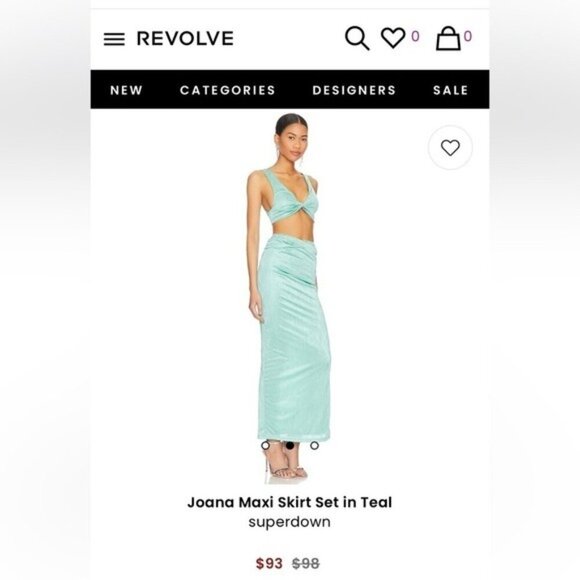 Revolve Superdown Small Joana Maxi Skirt Set Two Piece in Teal NWT MSRP $98 - Picture 6 of 6
